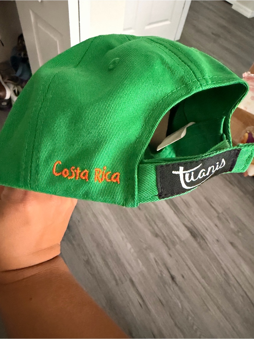 Kids Green Frog Face Baseball Cap with Orange Accents - Picture 2 of 2